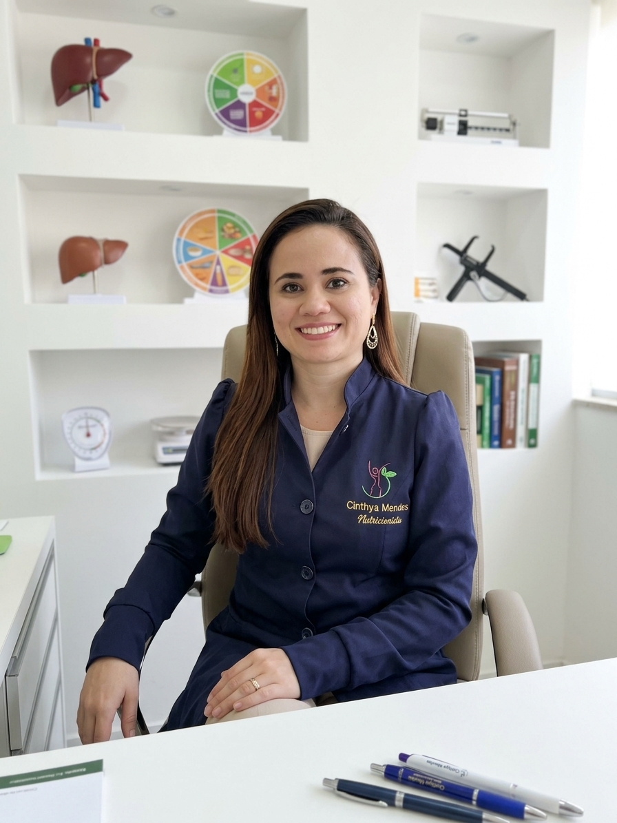 Cinthya Mendes Gomes de Bento em seu consultório